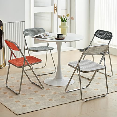 Plastic Folding Chairs, Indoor and Outdoor Portable Stackable Commercial Seating, Hollow Rattan Folding Chairs for Events Office Wedding Party Picnic Kitchen Restaurant (2 Pack)(Yellow)