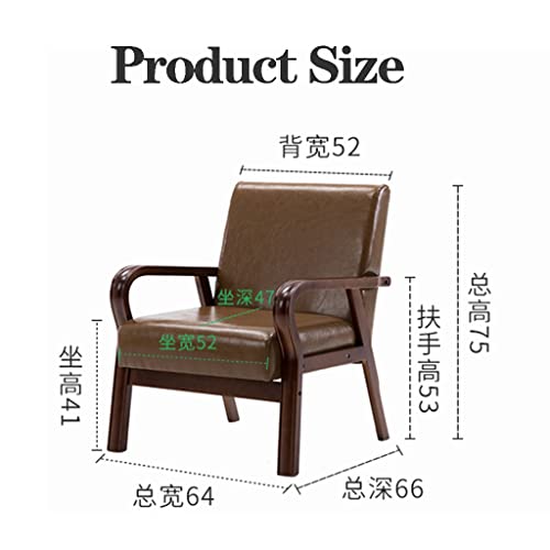 Leather Accent Chair Modern Mid Century Wide Armchair Upholstered Side Chair Rustic Comfy Lounge Chair with Wood Frame for Living Room Bedroom Home Office (Color : Pink)