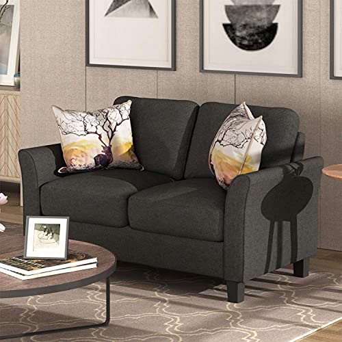 Upholstered Sofa, Rockjame Fabric Sofas for Living Room with Sturdy Hardwood Frame, Living Room Furniture, for Bedroom, Office, Apartment, Dorm, Studio (Gray) (Color : Grey)
