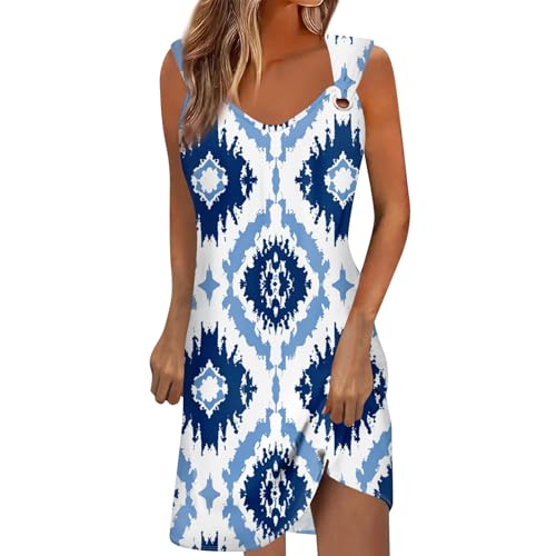 Summer Dresses for Women 2024 Trendy Sun Dresses V-Neck Sleeveless Knee Length Summer Dresses for Women 2024 Trendy