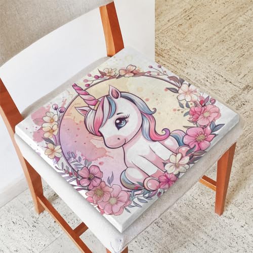 Cute Colorful Dinosaur Memory Foam Chair Cushion for Dining Chair Comfortable Seat Cushion Non Slip Kitchen Cafe Office Square Chair Pad