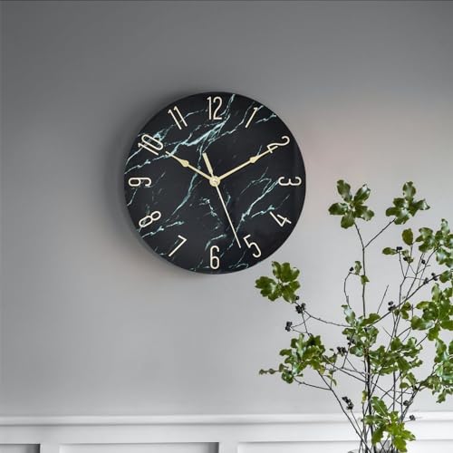 Large Farmhouse Wall Clock 24 Inches Black Metal Frame with Torched Wood Plank, Vintage Decorative Clock Wall Decor for Living Room, Bedroom, Kitchen, Office, Silent Battery Operated