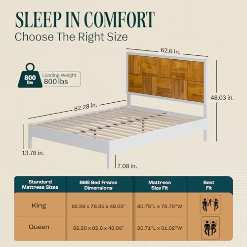 Bme Vivian Headboard ONLY, Rustic & Scandinavian Style with Solid Acacia Wood, Easy Assembly, Queen, Rustic Golden Brown