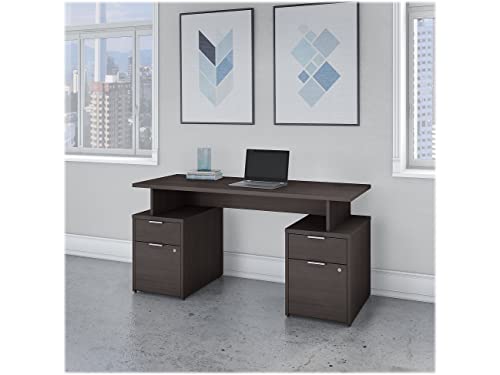Bush Business Furniture Jamestown 60W Desk with 4 Drawers, Storm Gray/White