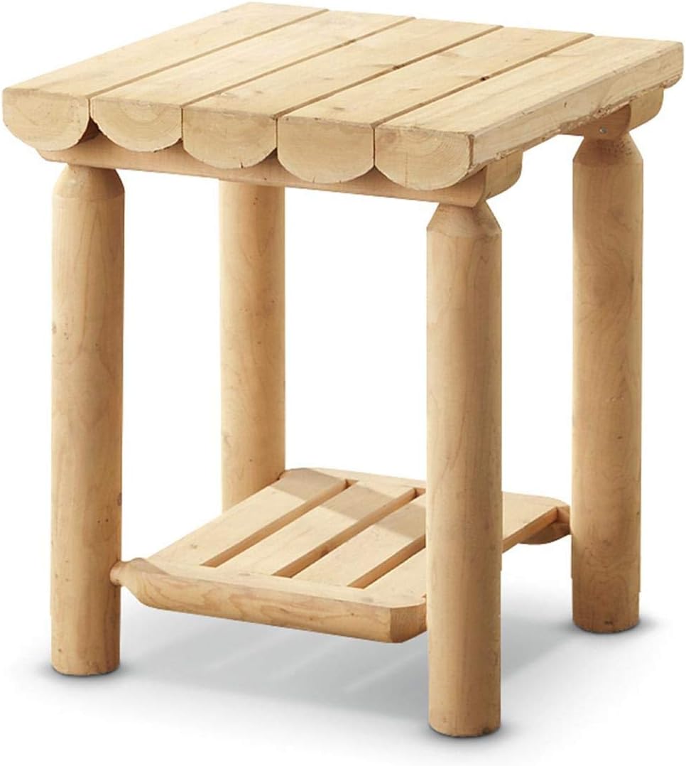 CASTLECREEK Cedar Log Side Table Nightstand, Rustic Natural Unfinished Wood End Tables for Bedroom, Living Room Couch, Cabin