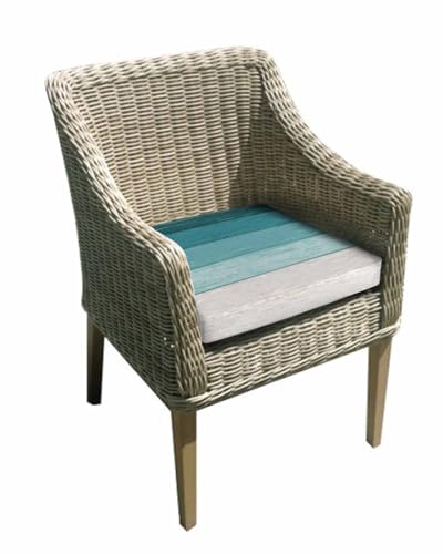 Teal Ombre Patio Cushion Covers, Outdoor Cushion Covers Waterproof Seat Cushion Slipcovers, Farmhouse Vintage Wooden Striped Chair Cushion Cover for Garden Sofa Couch 20