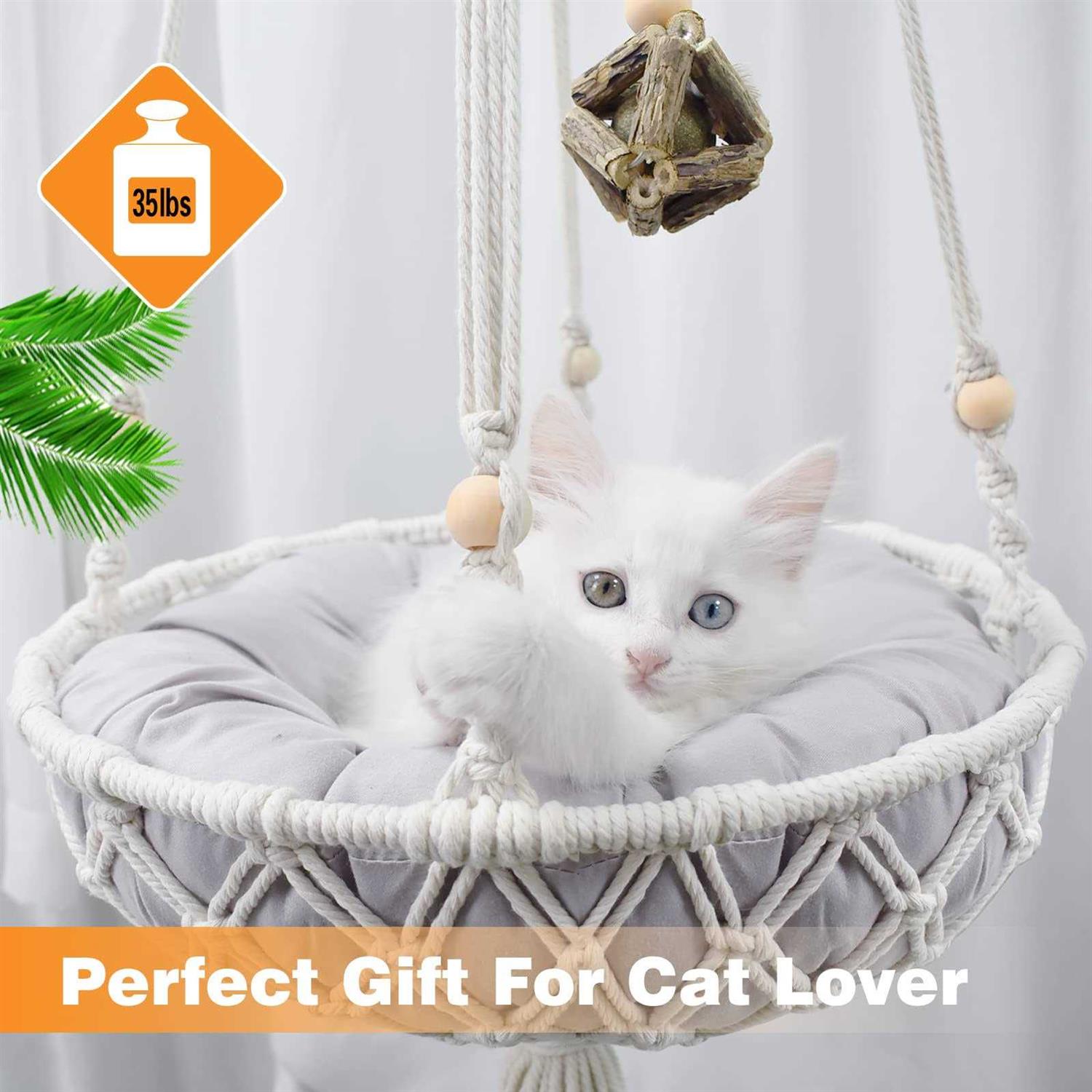 VAESCOL Macrame Hammock Handwoven Boho Cat Swing with Hanging Kit for Indoor Outdoor Home Decor Hang on Wall Bed for Sleeping - Pet Supplies online store