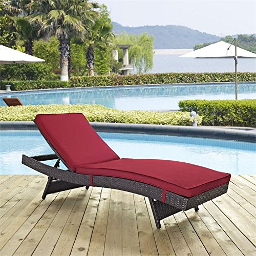 Modway Convene Wicker Rattan Outdoor Patio Chaise Lounge Chairs in Espresso Mocha - Set of 2