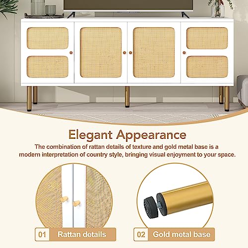 Entertainment Stand with 4 Storage Compartments, Media Center Console Table 60