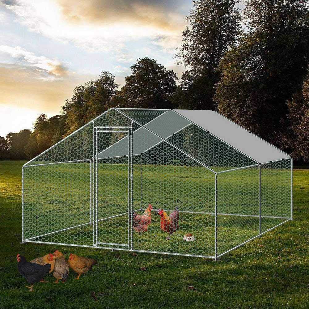 Carmyra Large Chicken Coop Walk-in Metal Poultry Cage House Rabbits Habitat Cage Spire Shaped Coop with Waterproof and Anti-Ultraviolet Cover - Pet Supplies online store
