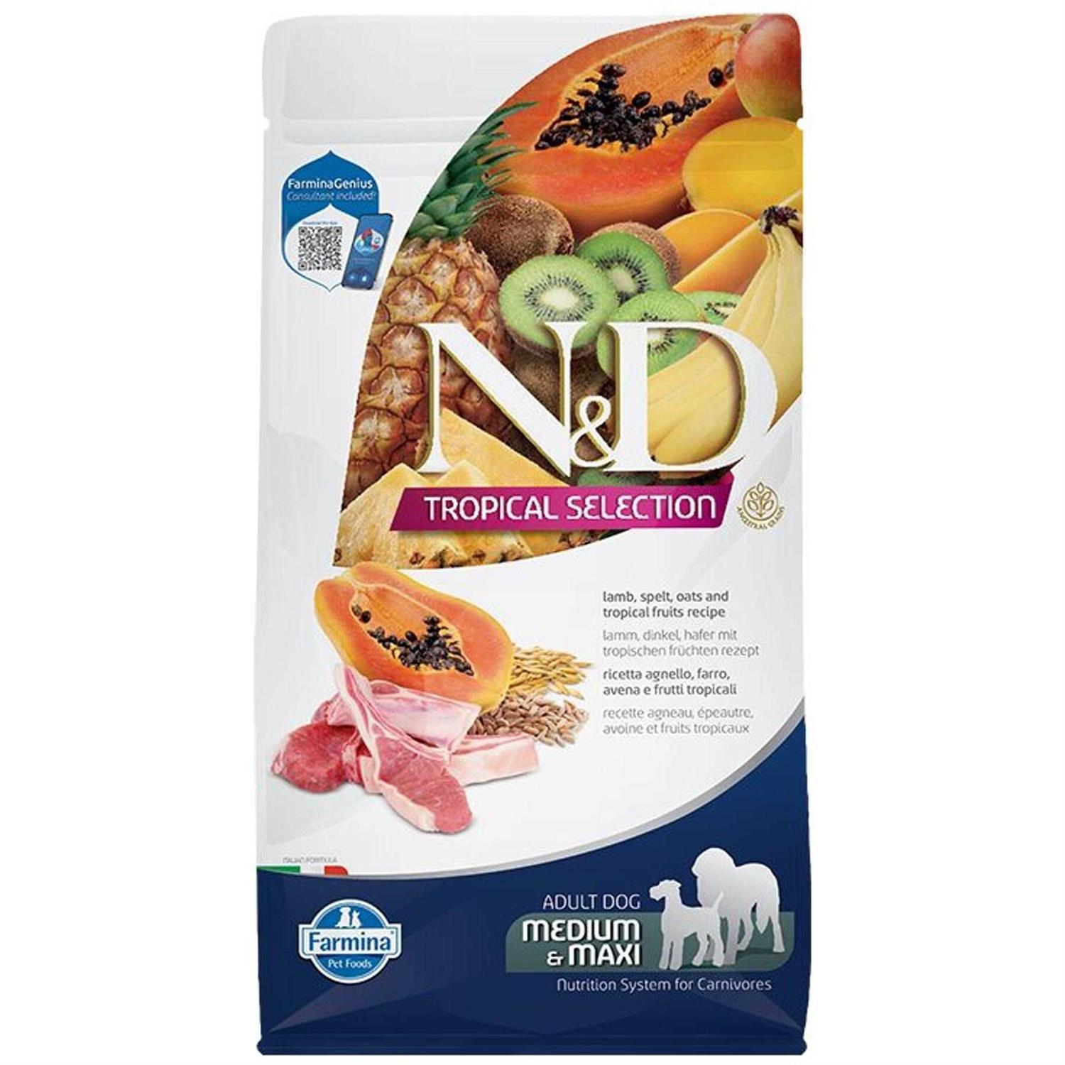 Farmina N&D Tropical Selection Dry Dog Food Lamb Spelt Oats and Tropical Fruits Adult Medium & Maxi - Pet Supplies online store