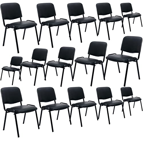 Stackable Black Office Chairs Armless Conference Room Chairs 5 Pack Mesh Reception Desk Chairs for Meeting/Events/Hall/Training/Waiting Room