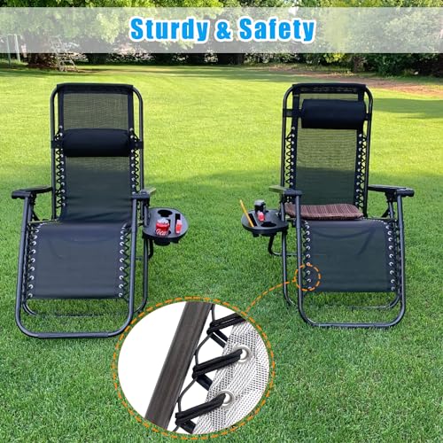Zero Gravity Chair Replacement Cord, 4 Pcs Durable Bungee Elastic Laces Replacement Cords for Zero Gravity Chair Lounge Chair Patio Recliner Lawn Chair Repair Kit, Black