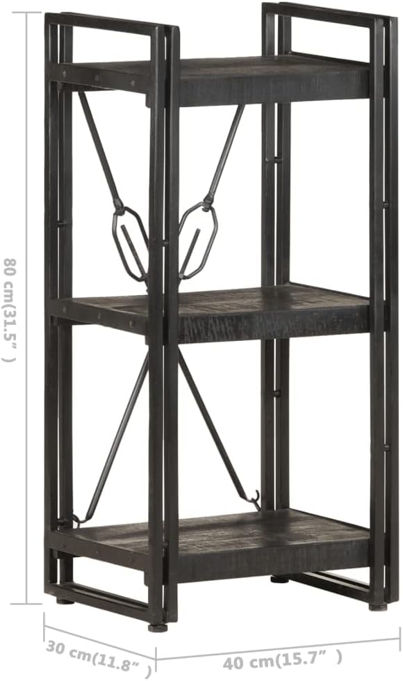 3-Tier Bookcase Black 15.7