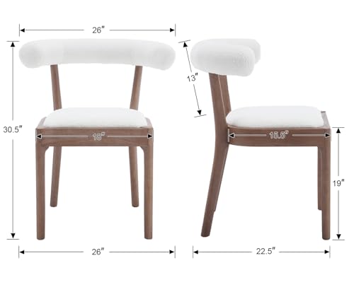 chairus Mid Century Dining Room Chairs Set of 2 Comfy PU Wooden Side Chairs with Upholstered Curved Open Back Farmhouse Kitchen Chair Sets for Living Room/Reception Room, Black