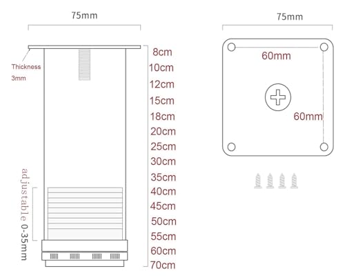 KeuLen Adjustable Furniture Support Feet,4 Pcs Adjustable Metal Sofas Legs,DIY Round Furniture Legs Foot Bed Couch Feet,Stainless Steel Cabinet Leg,with Screws(Gold,50cm)
