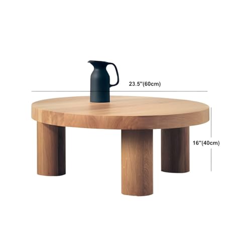 KWOKING Scandinavian Round Solid Wood Coffee Table Natural 3 Legs Cocktail Table Nordic Round Solid Wood Tea Table Cafe Tea Table Simple Japanese Style Retro Tea Table Natural 24