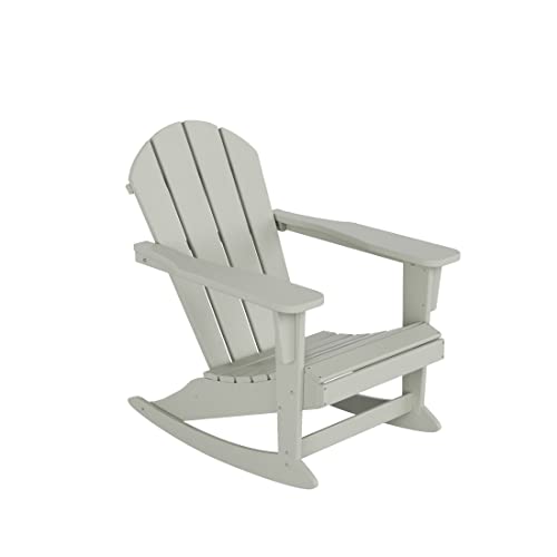 Paradise Classic Adirondack Plastic Outdoor Porch Furniture Rocking Chair High Back HDPE Poly Lumber, Weathered Wood