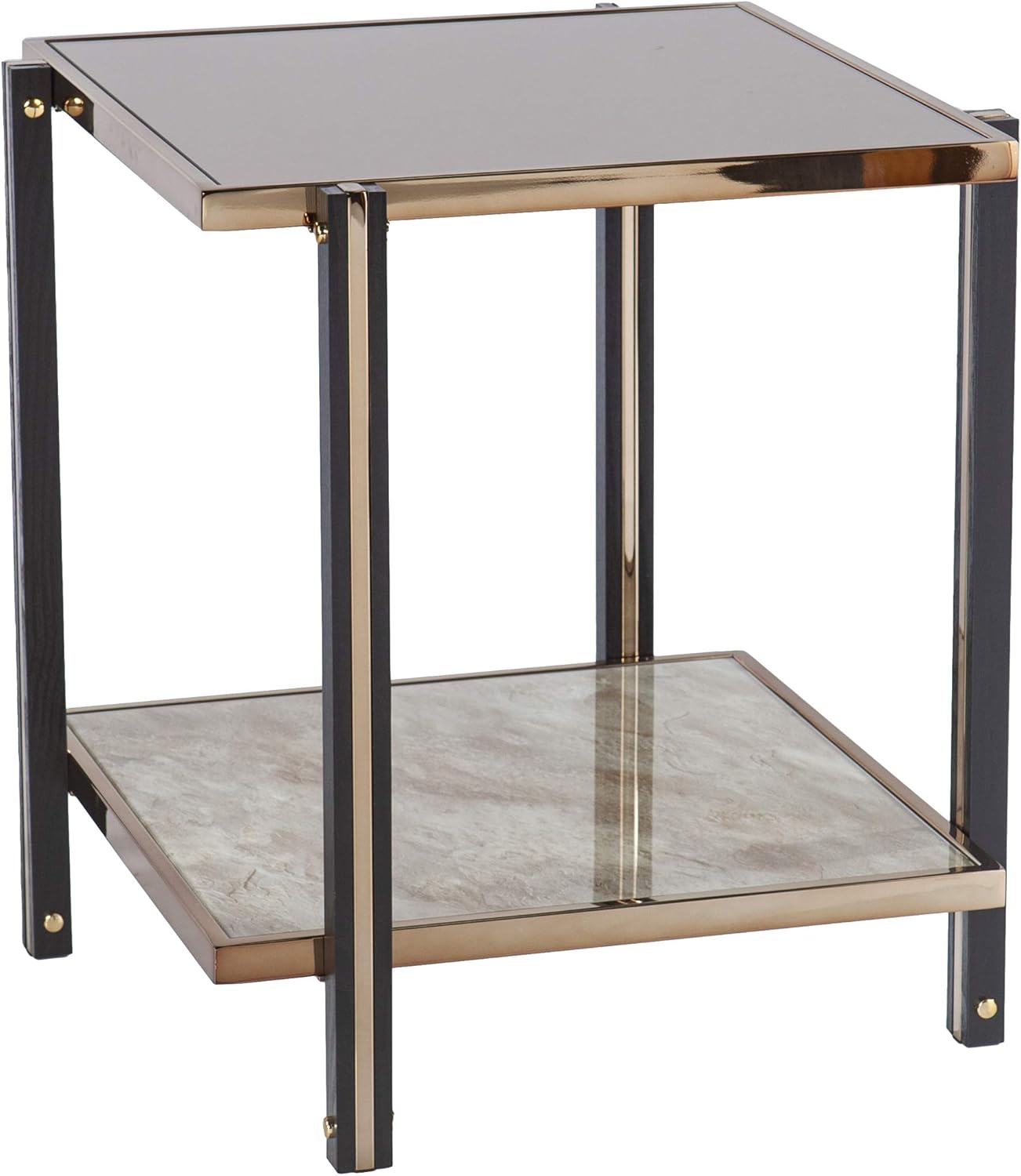 SEI Furniture Thornsett Mixed Material Mirrored Top End Table, Champagne