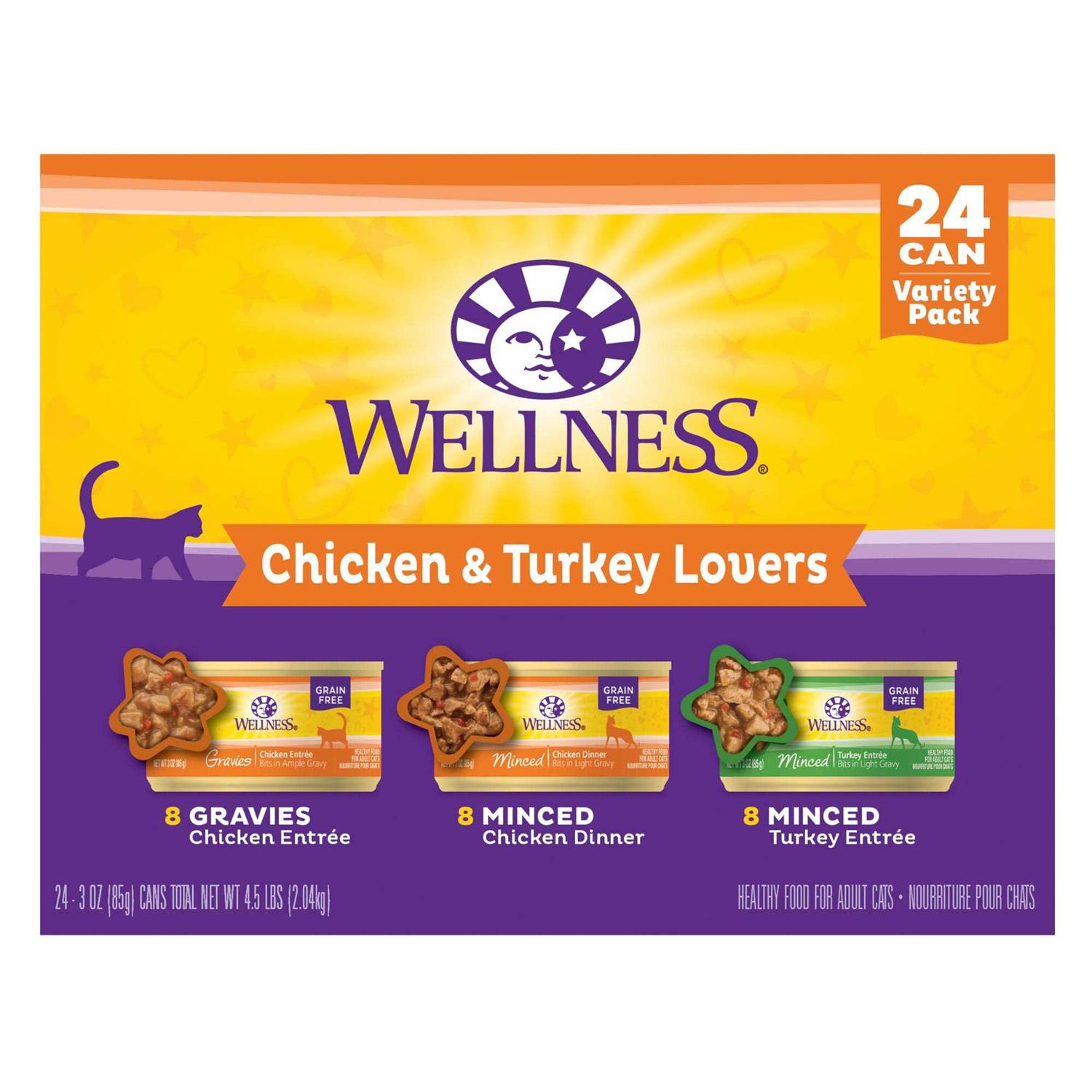 Wellness Complete Health Chicken & Turkey Lovers Variety Pack Wet Adult Cat Food - Pet Supplies online store