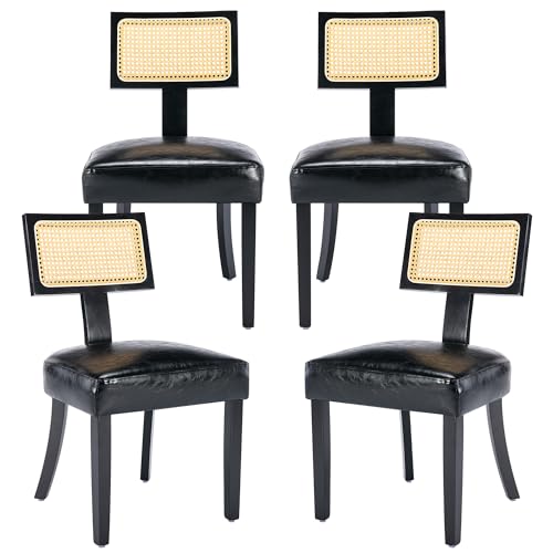 Dining Chairs Set of 4, Upholstered Fabric Kitchen Chairs Dining Room Armless Chair with Nailhead Trim and Wood Legs for Kitchen/Restaurant, Light Gray