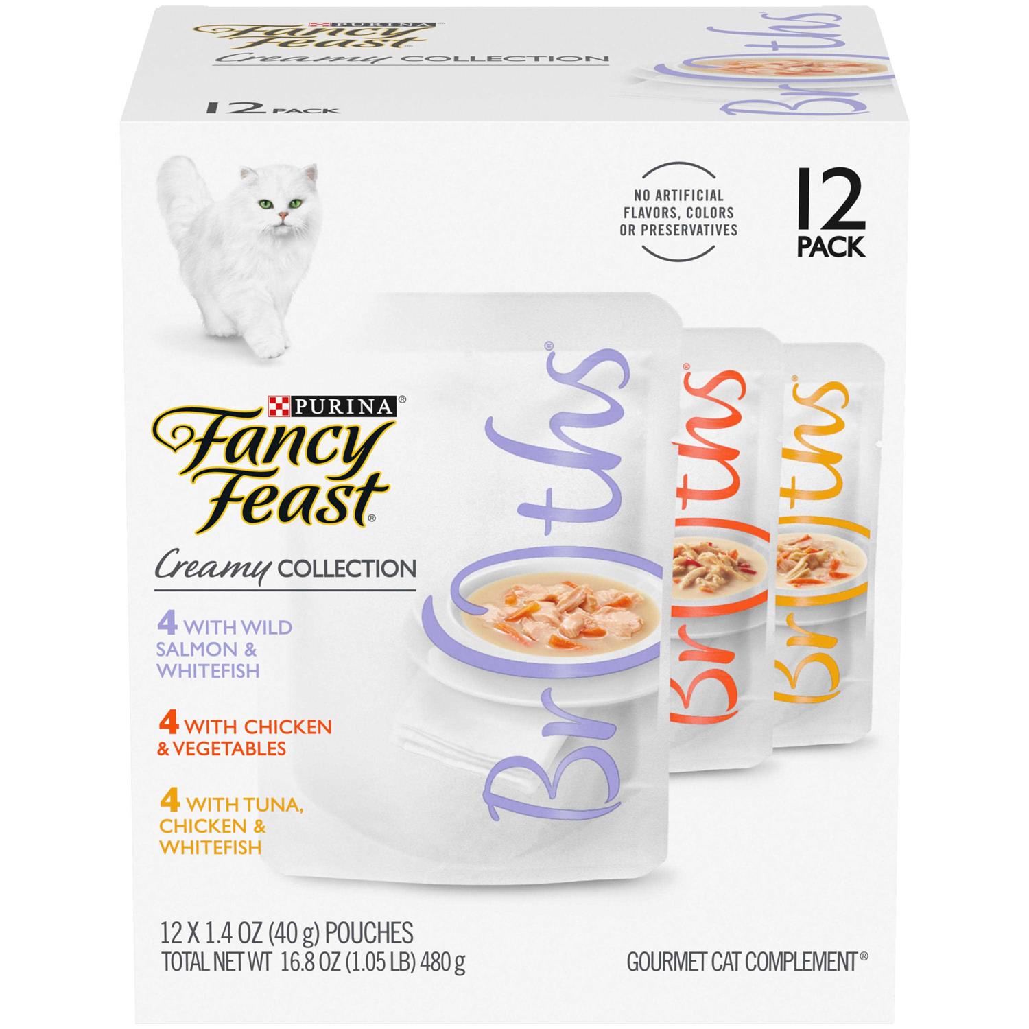 Fancy Feast Grain Free Wet Cat Food Variety Pack Broths Creamy Collection - Pet Supplies online store