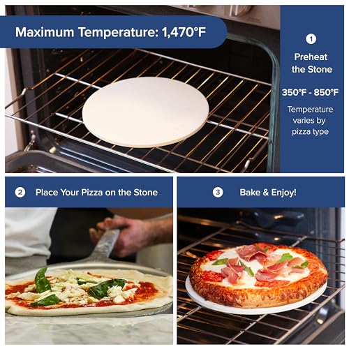 Nuwave Pizza Stone for Oven and Grill, Durable and Safe Baking Stone for Grill, Thermal Shock Resistant Cooking Stone, Natural Cordierite Baking Stone, 11.5 Inch, 1,472 °F Resistant, Round