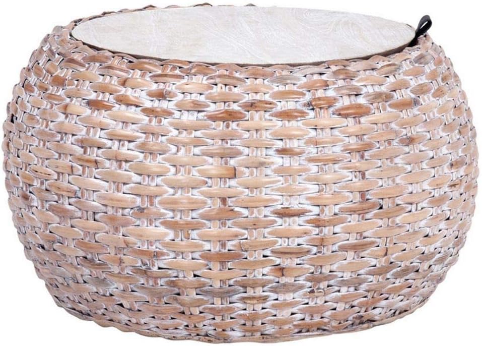 Safavieh Home Klarysa Natural White Wash Wood and Rattan Storage Coffee Table