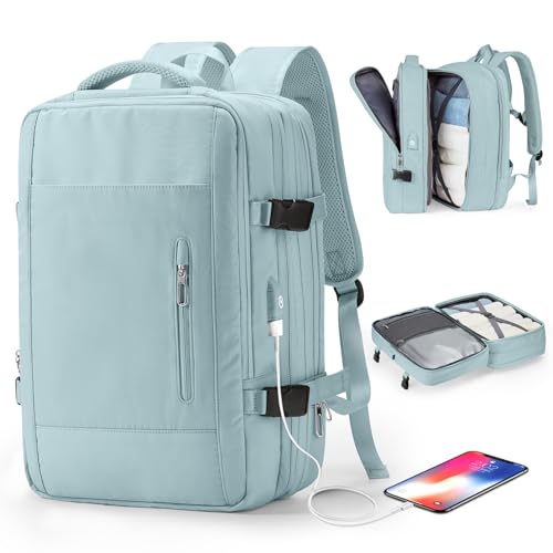Travel Backpack Women, Carry On Backpack for Men, Hiking Laptop Backpack Waterproof Outdoor Sports Rucksack Casual Daypack, Grey Set