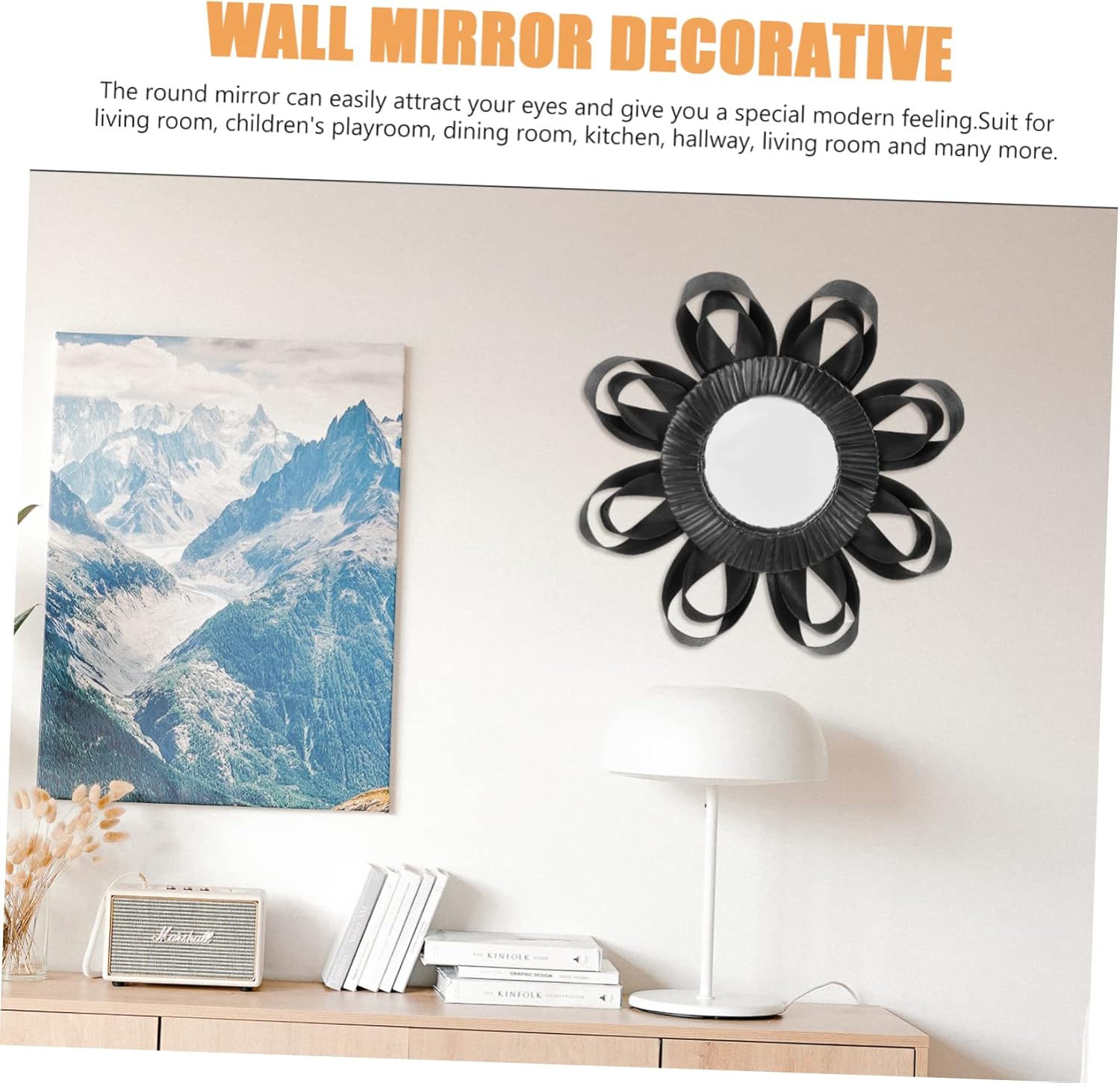 Cabilock Rattan Mirror Makeup Mirror Aesthetic Mirror Bathroom Wall Decor Make up Mirror Bedroom Wall Creative Mirror Bedroom Wall Mirror Wicker Mirror Living Room Wall Decor