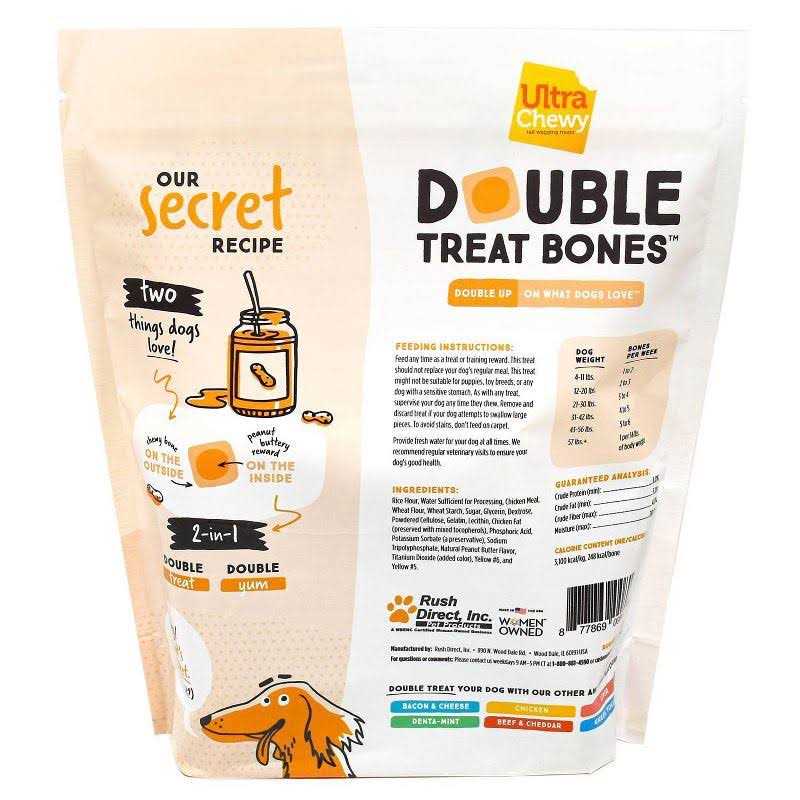 Ultra Chewy Double Treat Bones Peanut Butter Flavor Dog Treats - Pet Supplies online store