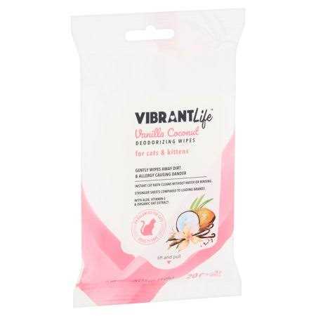 Vibrant Life Vanilla Coconut Deodorizing Wipes for Cats & Kittens - Pet Supplies online store