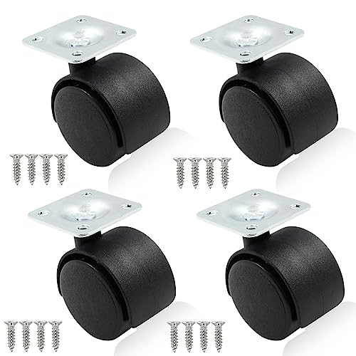 4 Pack 2 Inch Caster Wheel Replacement Office Chair Caster Wheel Furniture Wheel Plate Swivel Cart Casters with Braking for Furniture Couch Office Chair