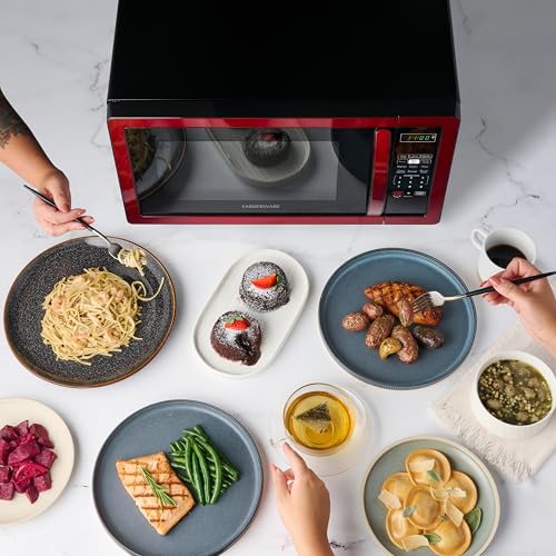 Farberware Countertop Microwave 1000 Watts, 1.1 cu ft - Microwave Oven With LED Lighting and Child Lock - Perfect for Apartments and Dorms - Easy Clean Black Stainless Steel