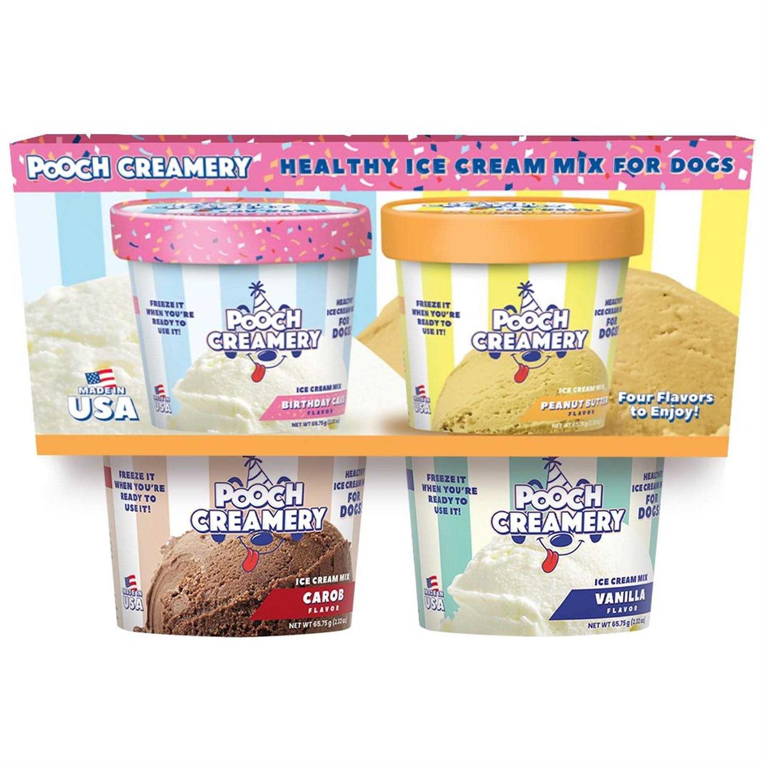 Pooch Creamery Peanut Butter Birthday Cake vanilla carob flavor Ice Cream Mix Dog Treats - Pet Supplies online store