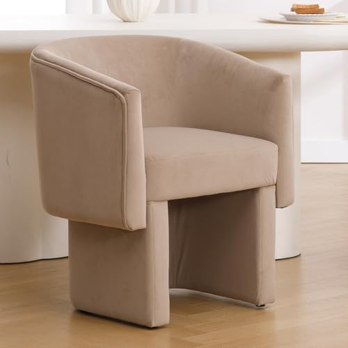 DUOMAY Modern Upholstered Dining Chairs Set of 6 - White Sherpa Side Chair with Cushioned Seat and Barrel Backrest - Elegant and Comfortable Dining Room Accent Chair Reception Chair