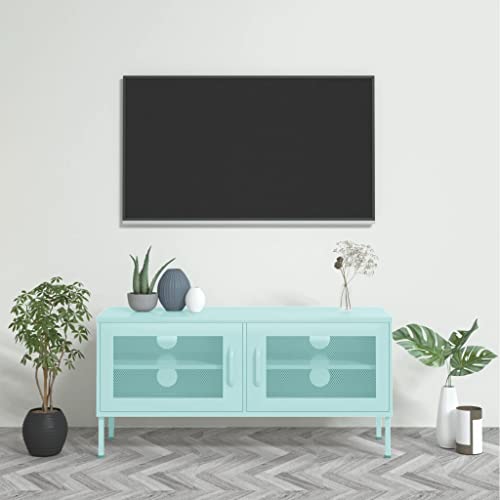 TV Media Stand, Living Room Entertainment Center, Storage Shelves and Cabinets, TV Cabinet Olive Green 41.3