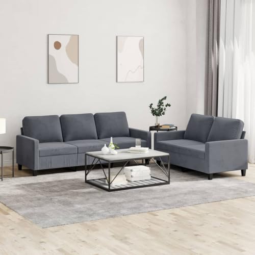 2 Piece Sofa Set with Cushions Dark Gray Velvet,Available in a Sophisticated Dark Gray hue, This Sofa Set effortlessly enhances Any Living Space. Sofas & Couches for Living Room