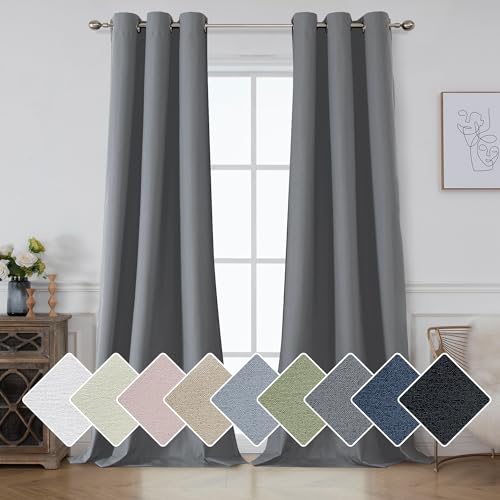 Nika Total Blackout Curtain 54 Inches Long Set of 2 Panels for Bedroom - Solid Thermal Insulated Noise Reducing Energy Efficiency Drapes 54 Inch Length for Living Room, 2 Panels Set, W38xL54