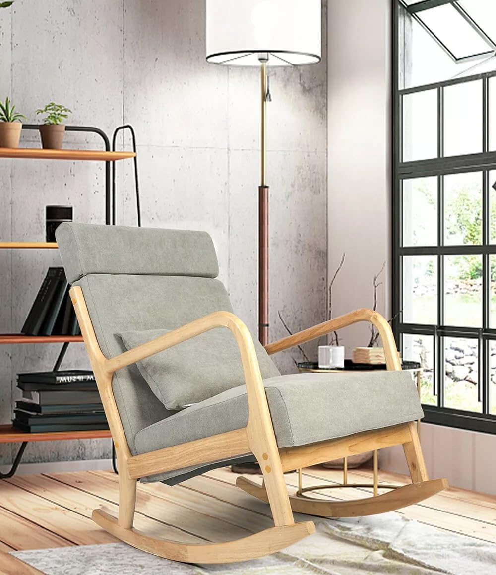 VcJta Rocking Accent Chair Single Sofa Upholstered Lounge Rocker Armchair Luckyermore Elegant Vintage Living Room Furniture