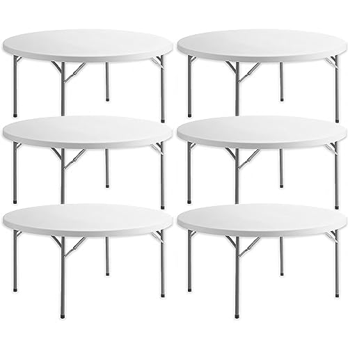 5 ft Commercial Round Table 5 Pack! Round Cafeteria Table, Event Round Table, Lightweight Card Table, Table For Wide, Round Party Table, 60 inch Circle Table, Plastic Circle Table, 5ft Banquet Table.