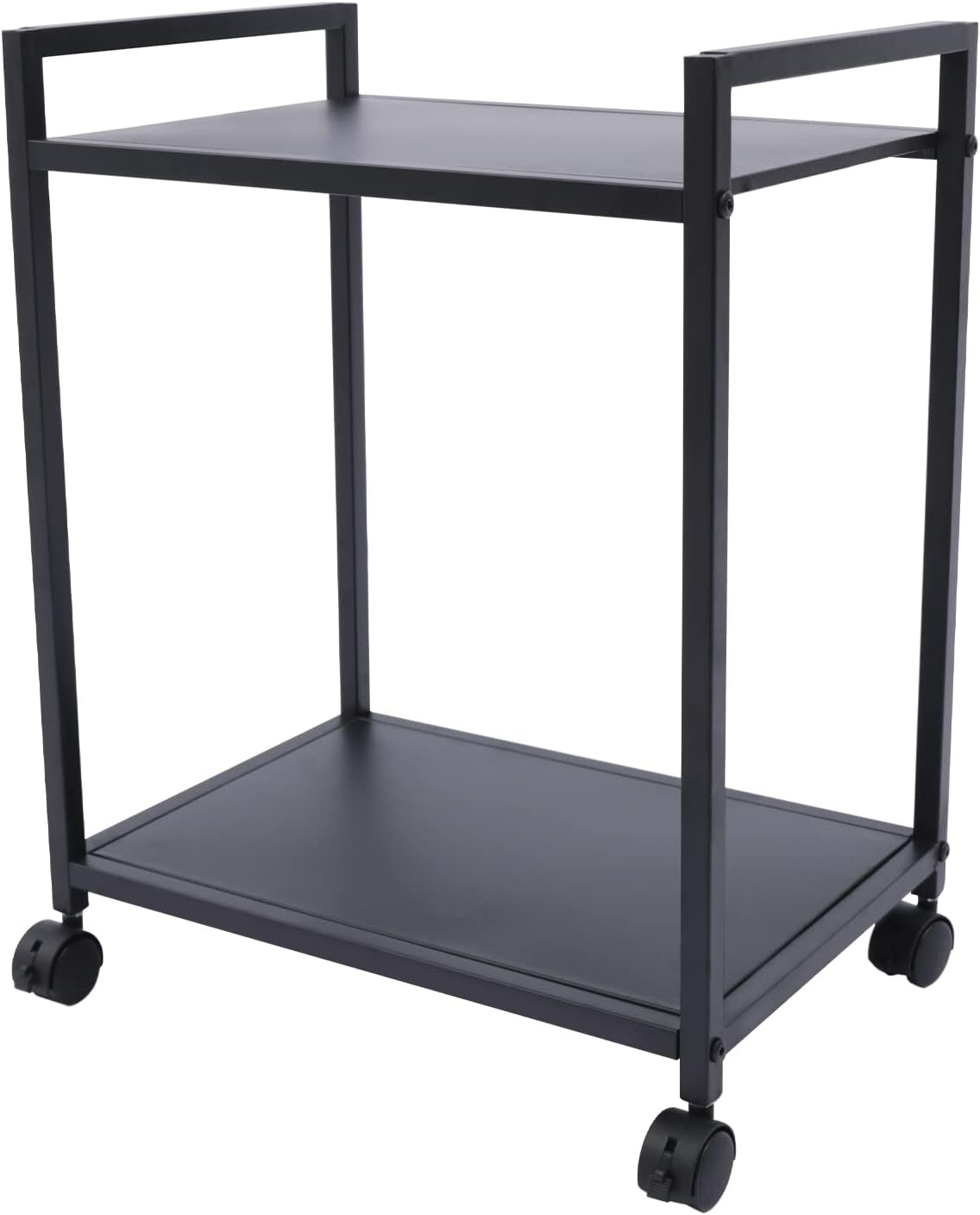 2-Tier Computer Tower Stand with Lockable Wheels, Iron Steel Pipes Printer Desk Stand Rack, CPU Stand Cart Floor Under Desk for Office Home, 55.12lbs Max Load, 16.9 * 14.9 * 22.8in