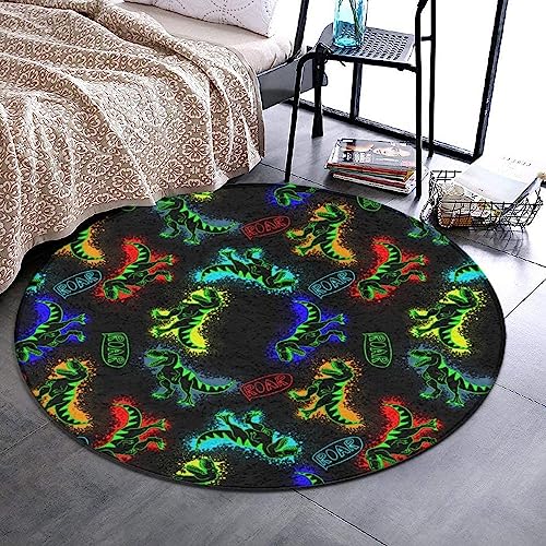 Highly Premium Quality Floor Mat, Large Round Area Rug, Office Chair Decor Mat for Carpet & Hardwood Floors Compatible with Cute Cartoon Dragon Galaxy Stars Planets Space Dinosaur 60inch(150cm)
