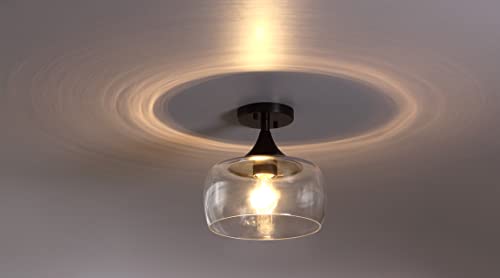 1 Light Semi Flush Mount Ceiling Light Pendant Light Modern Handblown Clear Glass Shade Classic Farmhouse,Entryway,Dining Room,Kitchen Island(2 Pack, 10