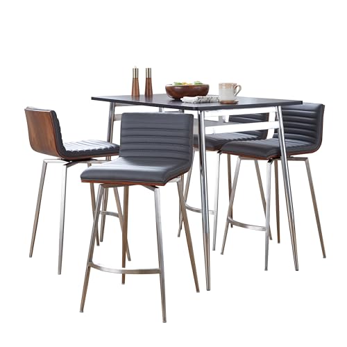 LumiSource Marcel-Mason Swivel Counter Height Dining 5 Piece Set, High Top Table Set for 4, Counter Table and Stools set of 4, Counter Height Table and Chairs, Kitchen & Dining Room Sets (White)