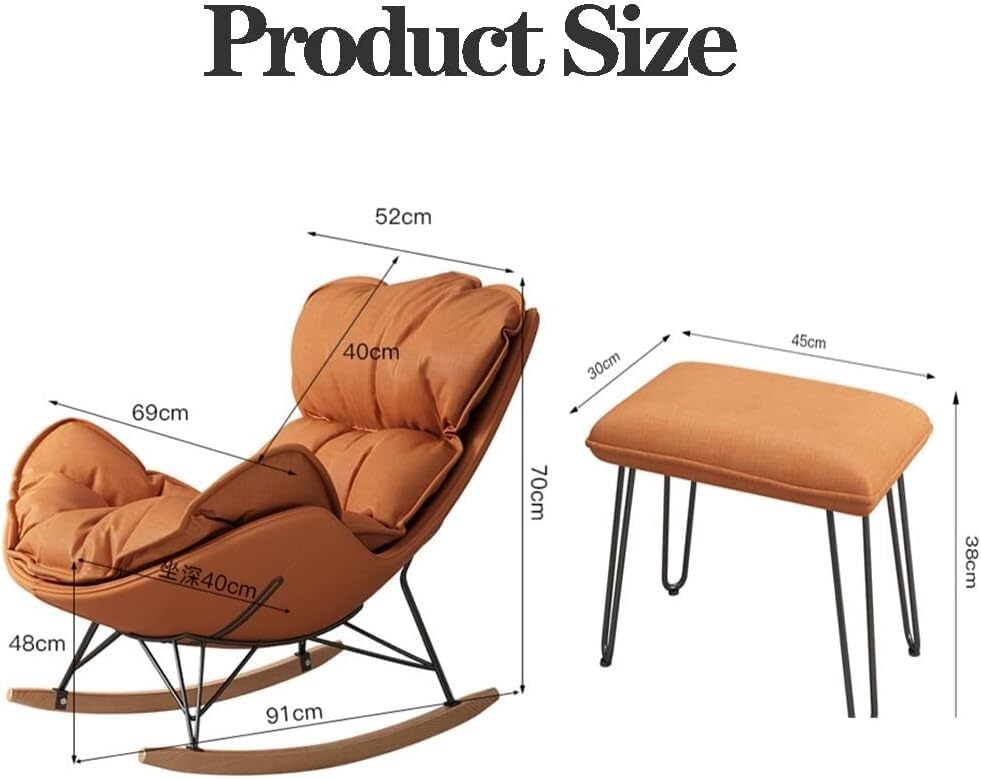 Modern Rocking Chair Living Room Accent Chair Glider Rocker Armchair Single Sofa Chair with Ottoman,Upholstered Relax Velvet Lounge Chair with Thick Cushion (Color : Blue)