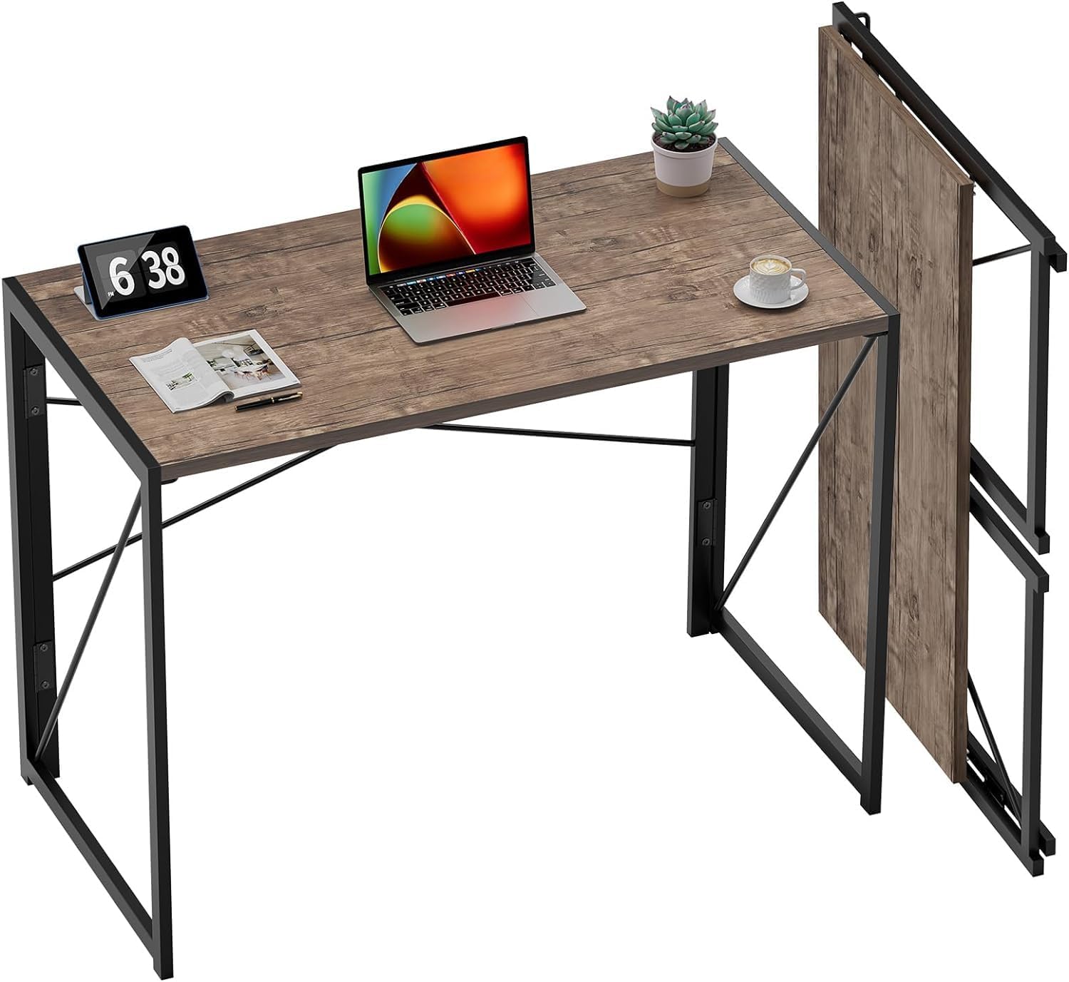 Folding Desk No Assembly Required, 31.5 inch Writing Computer Desk Space Saving Foldable Table Simple Home Office Desk