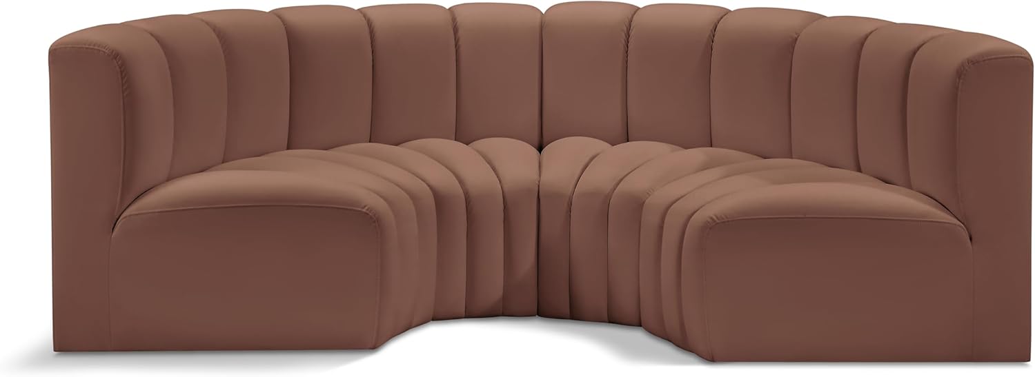 Meridian Furniture Arc Collection Modern | Contemporary Sofa with Soft Vegan Leather, Deep Channel Tufting, Modular, 88