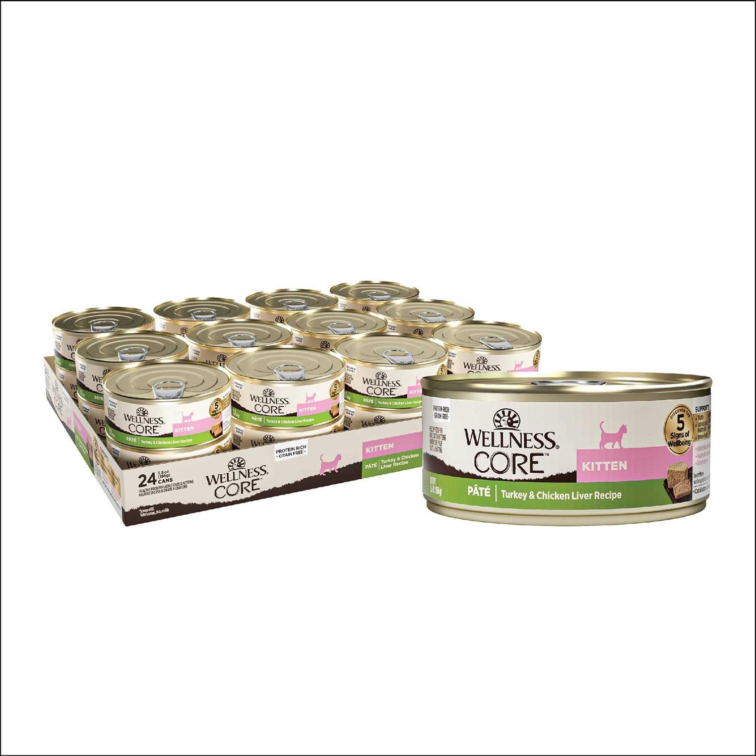 Wellness CORE Natural Grain-Free Turkey & Chicken Liver Pate Canned Kitten Food - Pet Supplies online store