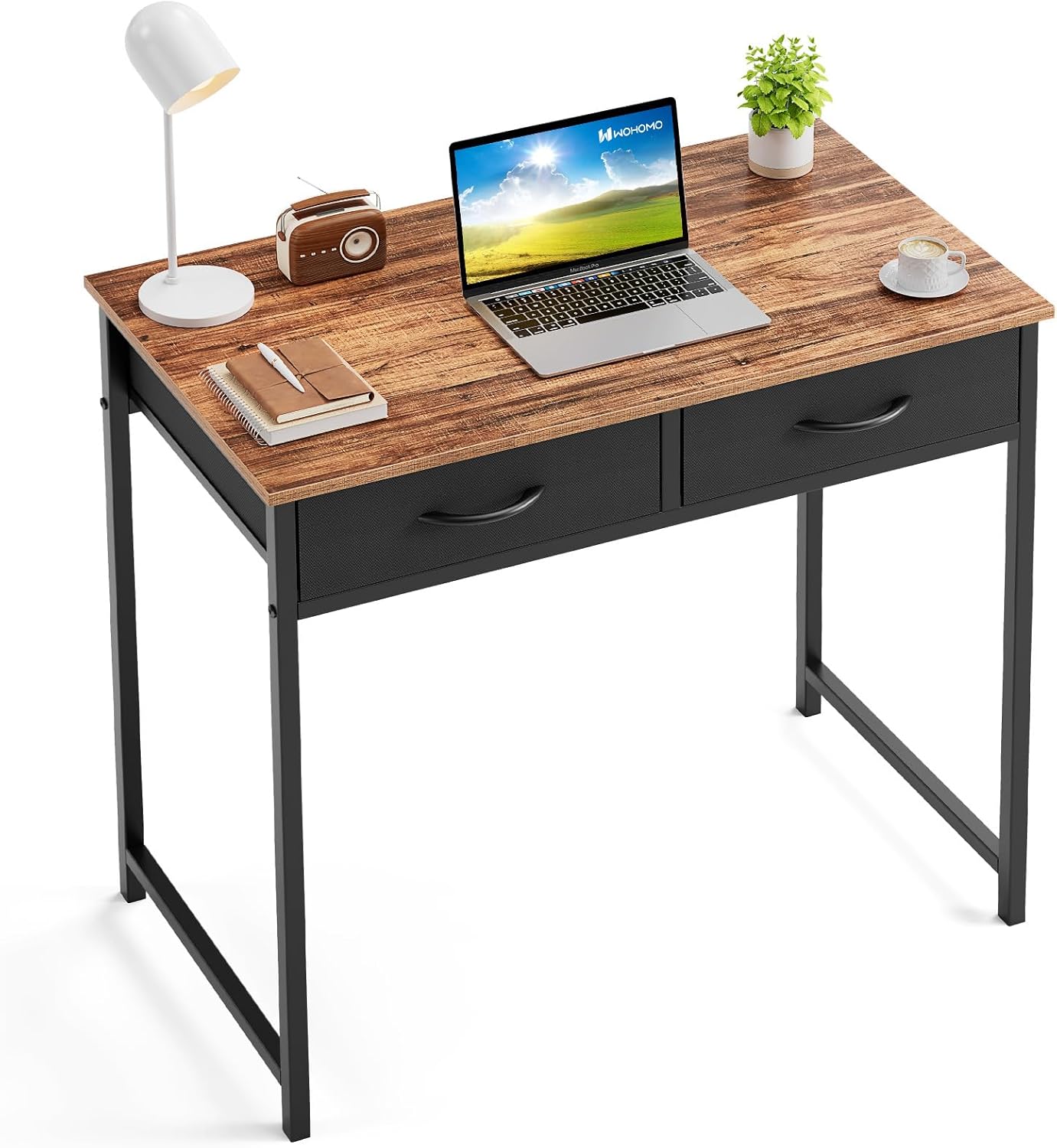 WOHOMO Small Desk with Drawers and Folding Desk